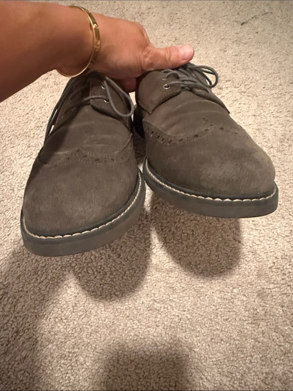 Saks Fifth Avenue Brown Suede Wingtip Derby Shoes